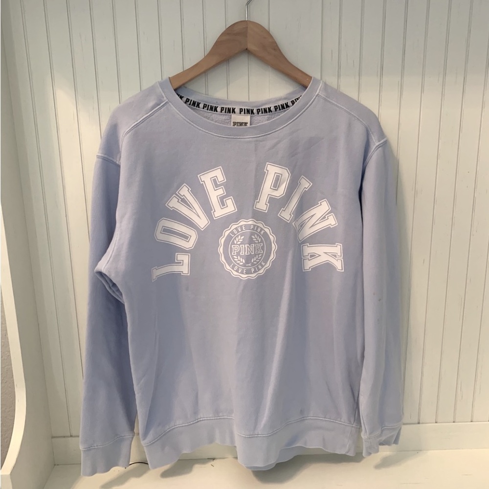 LOVE PINK CrewNeck Baby Blue Sweatshirt